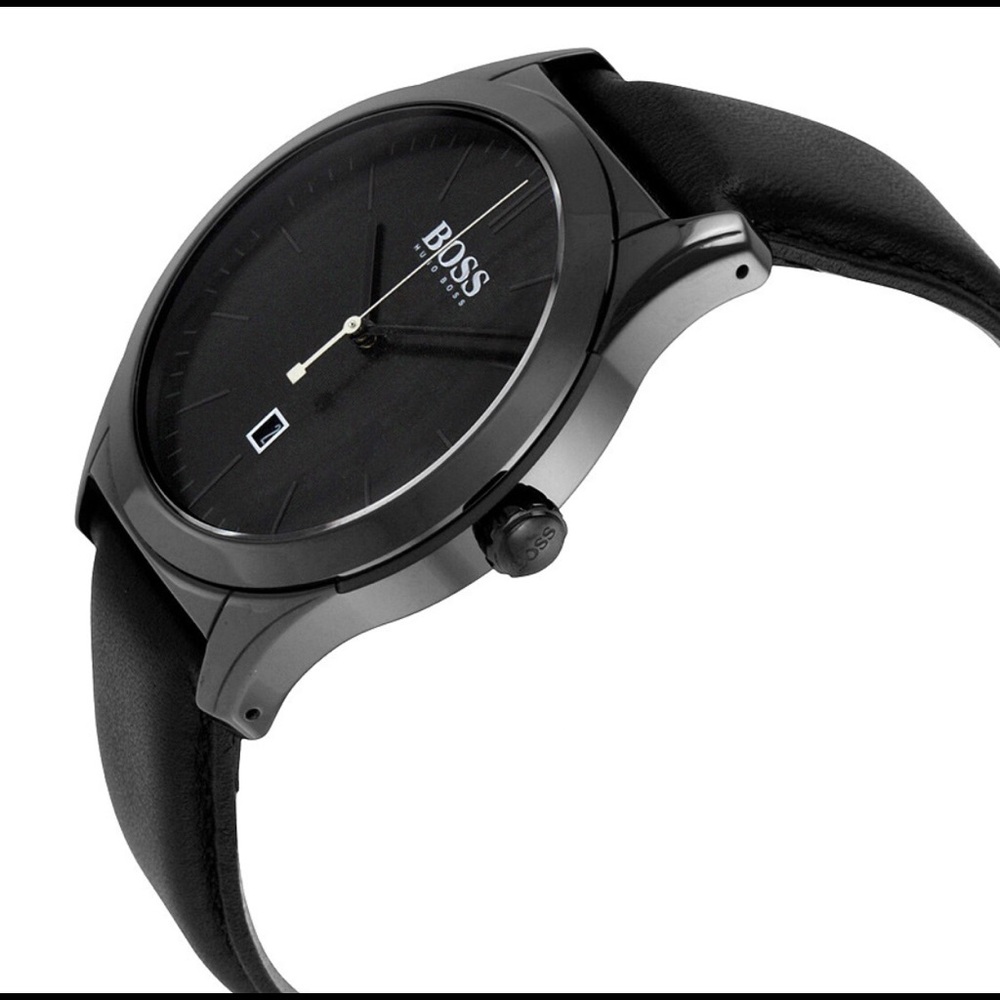Men’s Hugo Boss Black Dial Leather Watch New - Picture 3 of 5